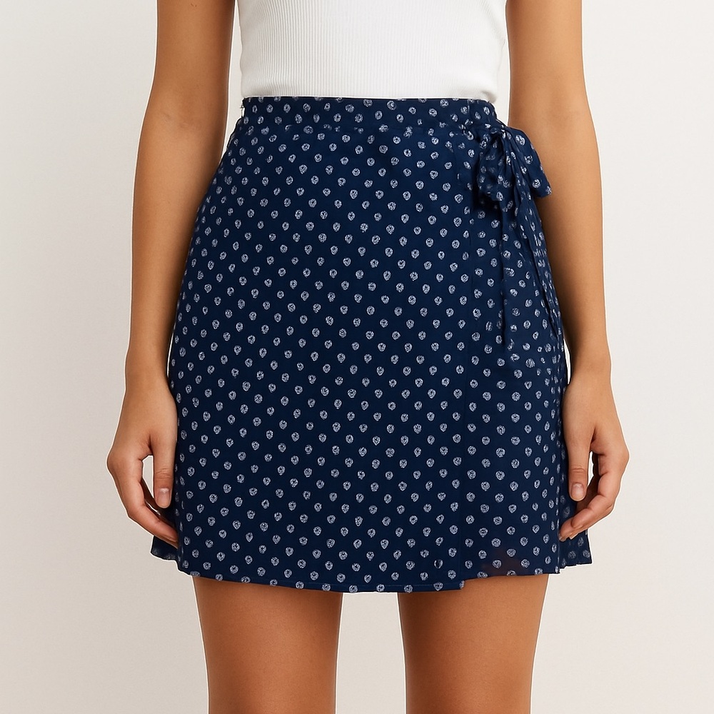90s Y2K inspired Geoffrey Beene Dark Blue Mini Skirt with Pattern